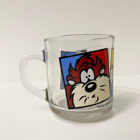1994 Looney Tunes Bugs Bunny Daffy Duck Tazmanian Devil Clear Glass Cup Mug - Picture 13 of 16